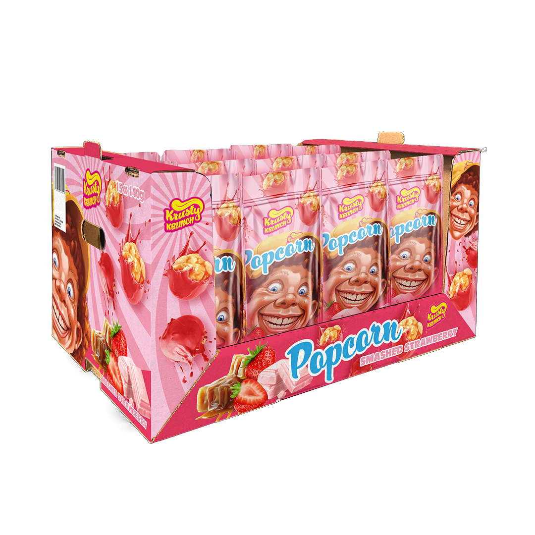 20-delni-pladenj-krusty-krunch-jagodne-pokovke-1 10 x 140g-paket kokic z jagodno čokolado in zdrobljenimi jagodami,(plačaš 9, dobiš 10) - slika 1